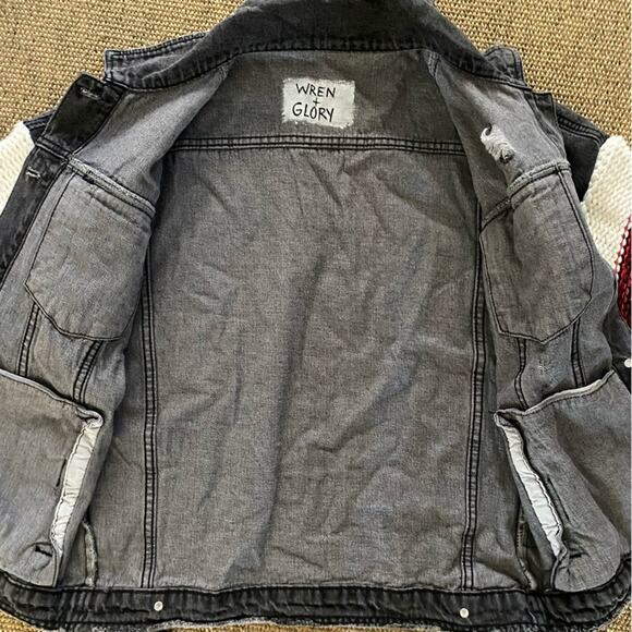 Wren + Glory $425 Free People Yellowstone Knitter Denim Jacket MED EUC - Picture 9 of 16